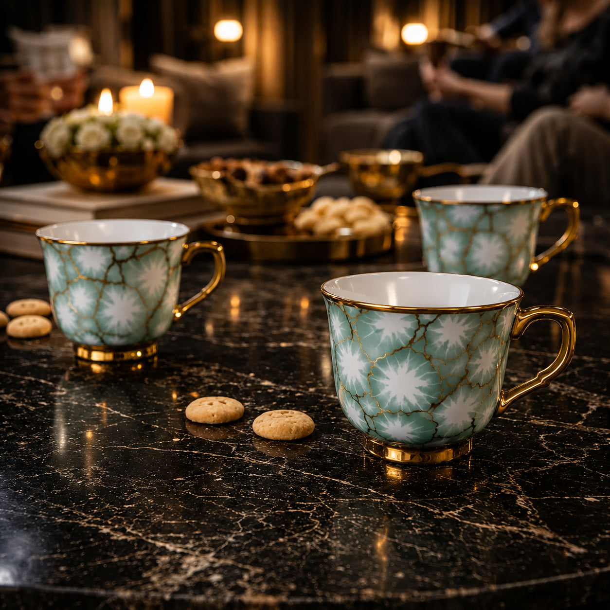 Xícaras em porcelana- Coleção exclusiva/ Turquesa