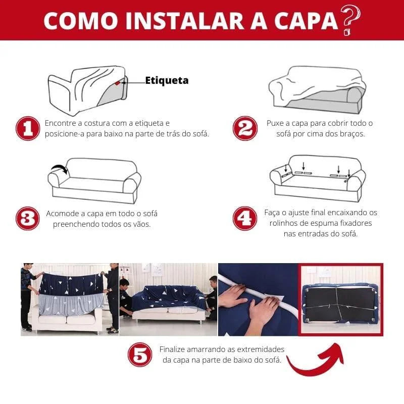 Capa De Sofá Stretch Ajustável Lisa Cinza Escuro