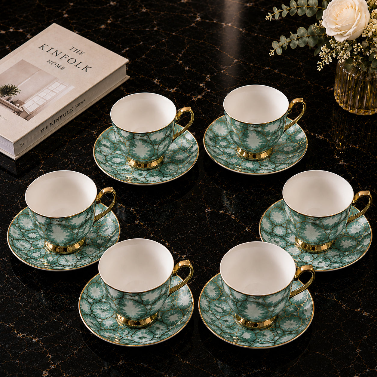 Xícaras em porcelana- Coleção exclusiva/ Turquesa