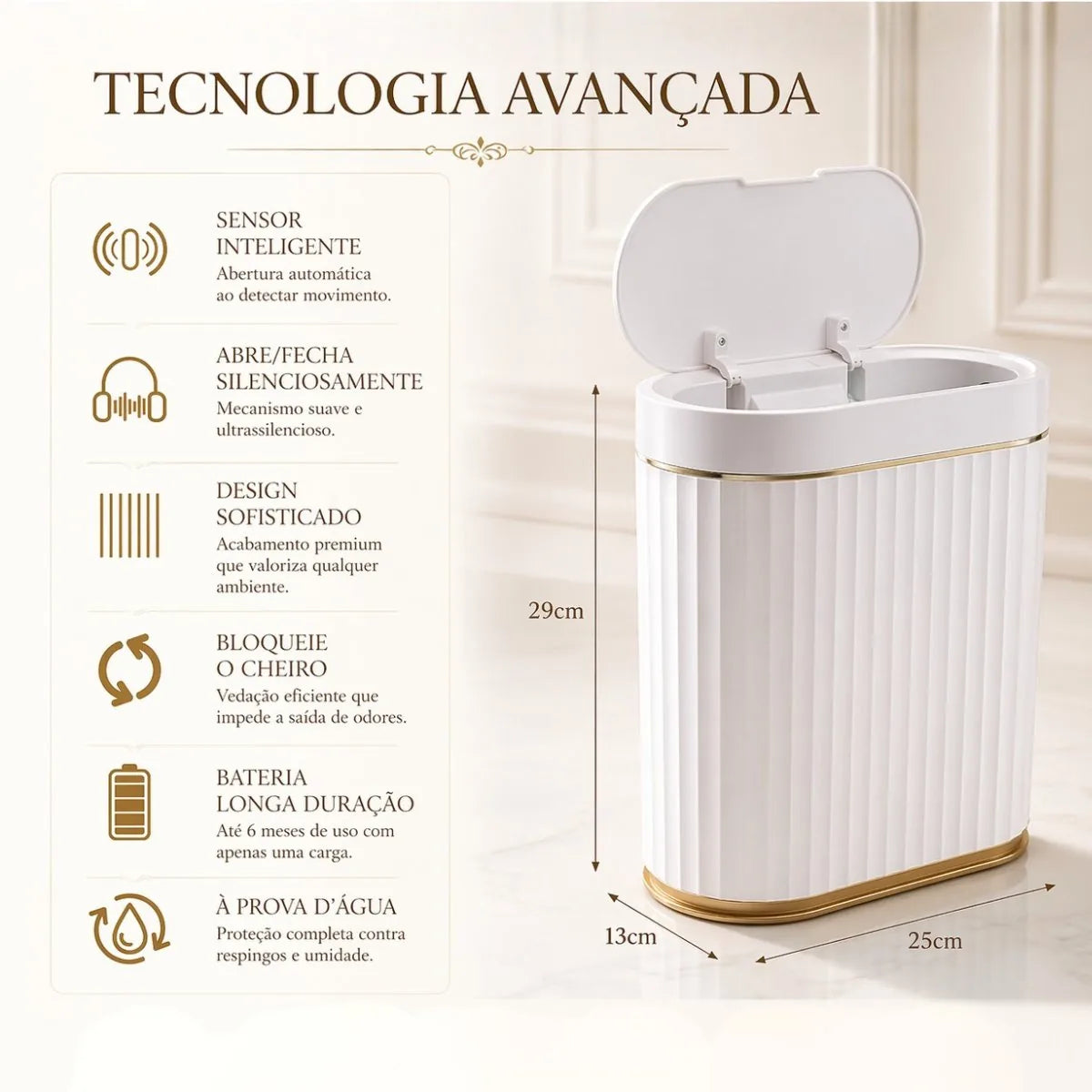 Lixeira Automática Para Banheiro Com Sensor