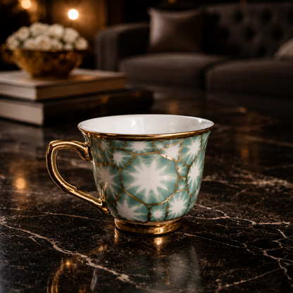 Xícaras em porcelana- Coleção exclusiva/ Turquesa