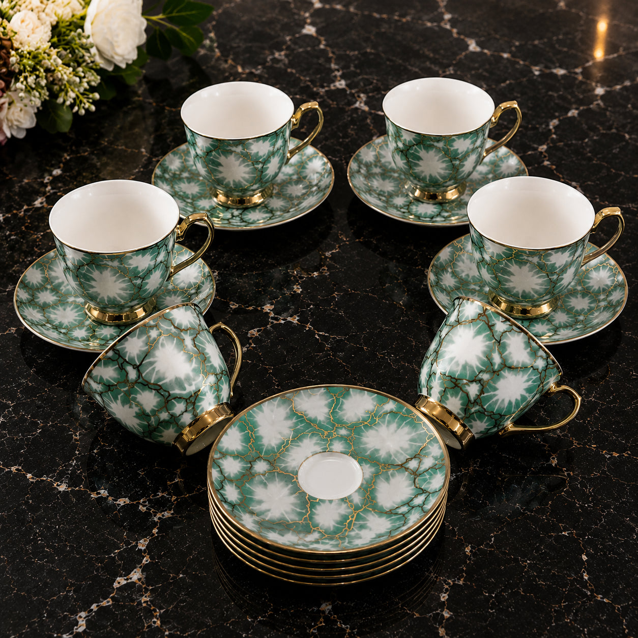 Xícaras em porcelana- Coleção exclusiva/ Turquesa
