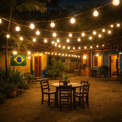 Varal de Lâmpadas Amarelas para Área Externa | Home Royal