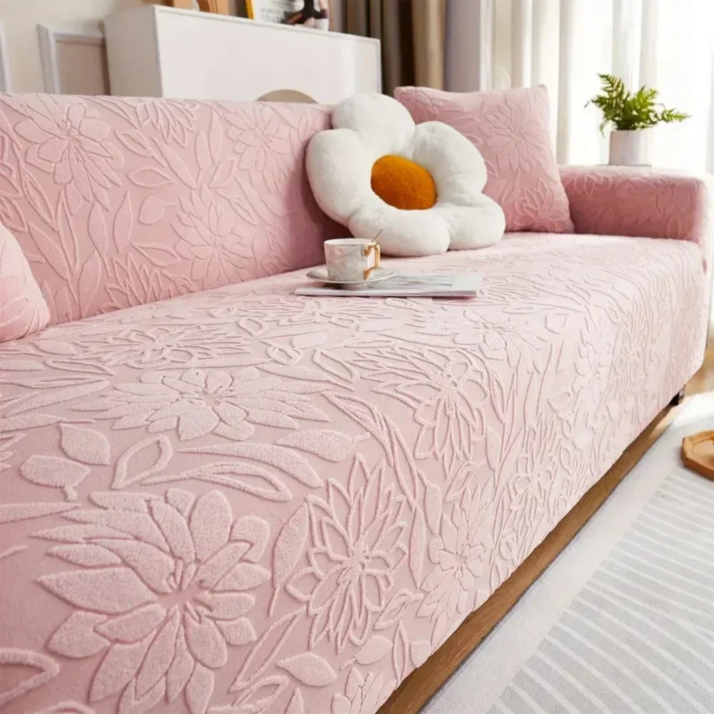 Capa de Sofá Jacquard Floral Impermeável para Casas com Pets