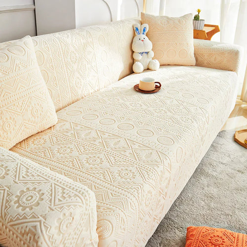Capa de Sofá Plush Ajustável e Resistente para Casas com Pets