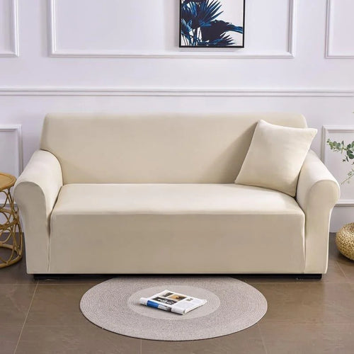 Capa De Sofá Stretch Ajustável Lisa Bege