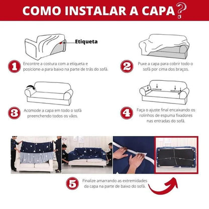 Capa De Sofá Stretch Ajustável Lisa Cinza Escuro
