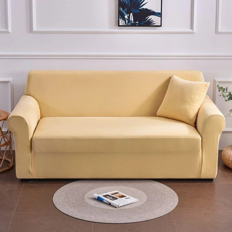Capa De Sofá Stretch Ajustável Lisa Creme