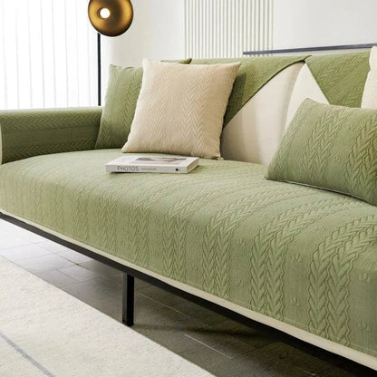 Capa Protetora Sofá Moderna Tecido Chenille Verde