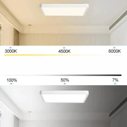 Luminária de Teto Quadrada LED com Ajuste de Intensidade via Controle Remoto