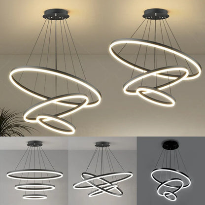 Lustre Para Salas e Cozinha em LED - Anéis Dourados