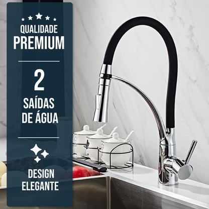 Cuba Para Pia De Cozinha Gourmet Kit Dupla Quadrada C/ Torneira Flexível