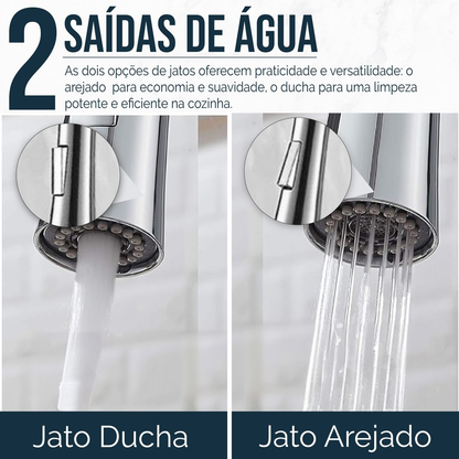 Cuba Para Pia De Cozinha Gourmet Kit Dupla Quadrada C/ Torneira Flexível