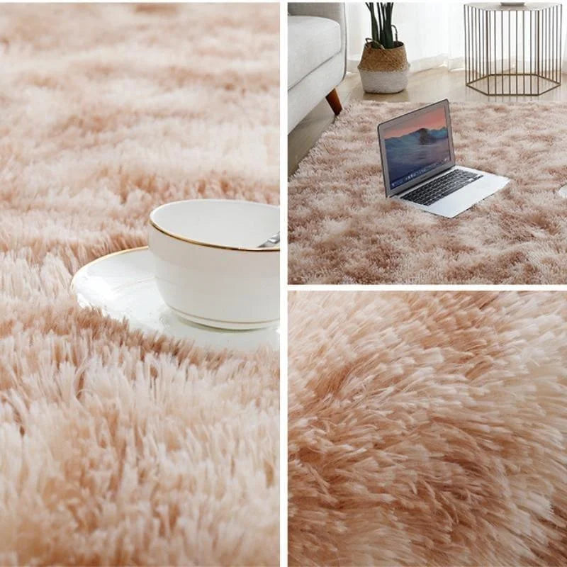 Tapete Cáqui Mescla Felpudo Antiderrapante para Sala – Seguro e Elegante