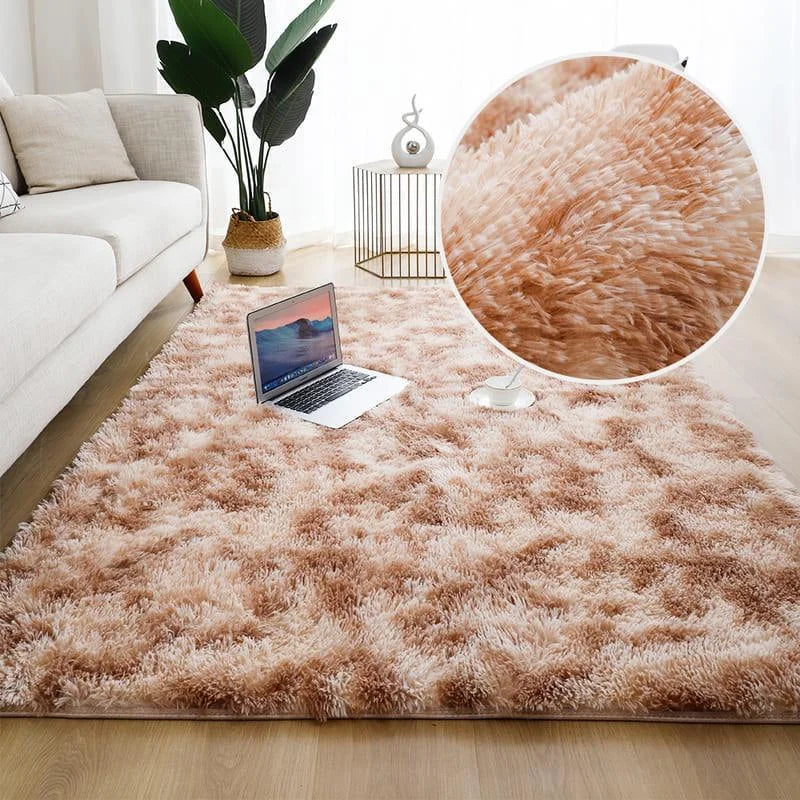 Tapete Cáqui Mescla Felpudo Antiderrapante para Sala – Seguro e Elegante
