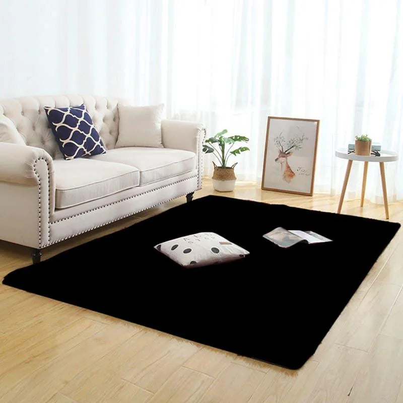 Tapete Felpudo Preto Antiderrapante para Sala – Seguro e Elegante