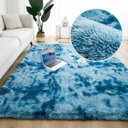 Tapete Liso Soft Felpudo Azul Mescla