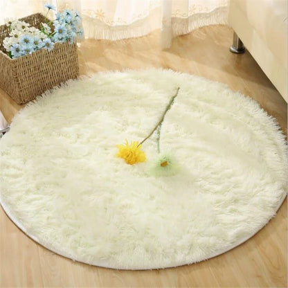 Tapete Redondo Liso Soft Felpudo Branco